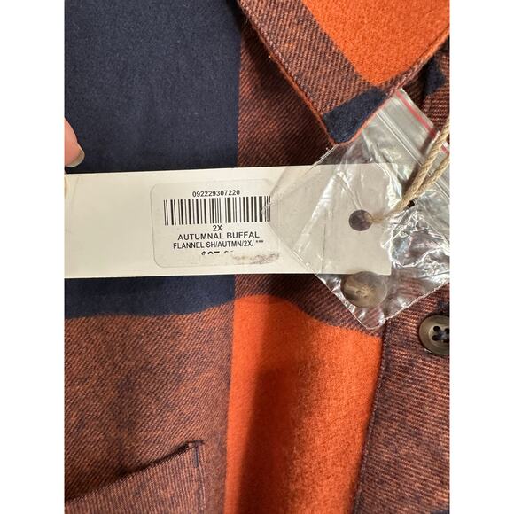 NWT Natural Reflections Women’s Orange Blue Flannel Button Down Shirt Sz. 2X - Picture 5 of 6